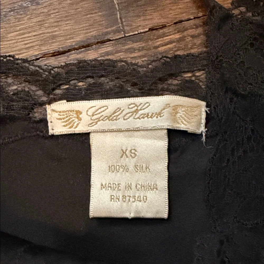 Goldhawk Black silk Lace-Trim Camisole Tank Top - Picture 2 of 8